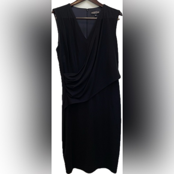 PROJECT GRAVITAS LUCILLE BLACK RUCHED VNECK PLUS FITTED SHAPEWEAR LUXE DRESS - Picture 5 of 16